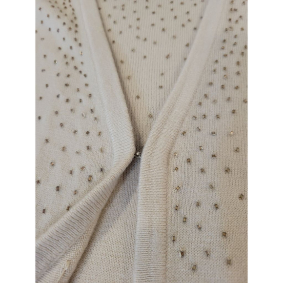 NWT Women's Croft & Barrow Size M Cream Beaded Sweater, Shell Attached - Picture 10 of 16